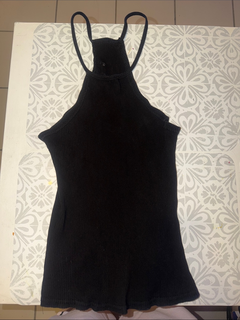 Women’s Black Ribbed Halter Tank Top